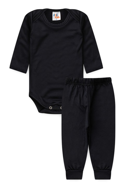 Conjunto Body e Calça Térmica - Preto  - Ame Kids