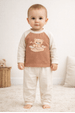 Conjunto Pijama Bebê Meia Estação Blusa e Calça - Ursinho Off-White - Ame Kids