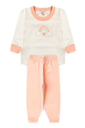 Conjunto Pijama Bebê Meia Estação Blusa e Calça - Arco Off-White - Ame Kids