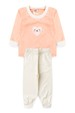 Conjunto Pijama Bebê Meia Estação Blusa e Calça - Coração Salmão - Ame Kids