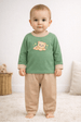 Conjunto Pijama Bebê Meia Estação Blusa e Calça - Ursinho Verde - Ame Kids
