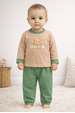 Conjunto Pijama Bebê Meia Estação Blusa e Calça - Ursinho Caqui - Ame Kids
