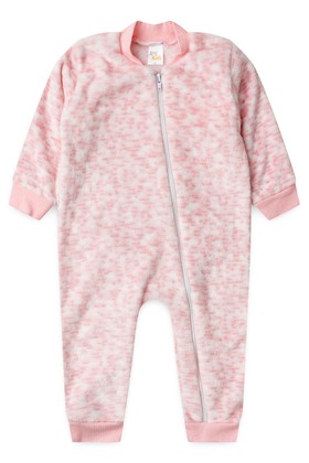 Macacão Infantil Bebê Fleece - Rajado Rosa - Ame Kids