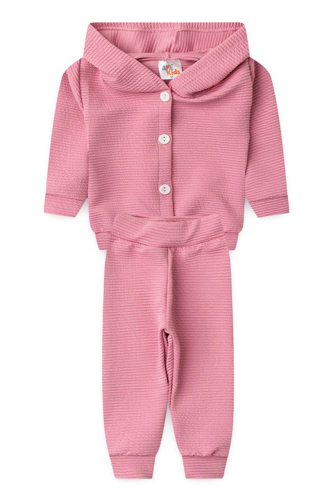 Conjunto Bebê Casaco Botões e Calça Turim - Rosa - Ame Kids