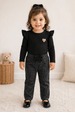 Conjunto Infantil Bebê Body Manga Longa e Calça Pied de Poule - Preto - Ame Kids
