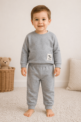 Conjunto Infantil Bebê Blusa Manga Longa e Calça Moletom - Mescla - Ame Kids