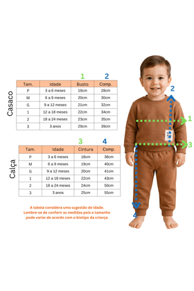 Conjunto Infantil Bebê Blusa Manga Longa e Calça Moletom - Avelã - Ame Kids