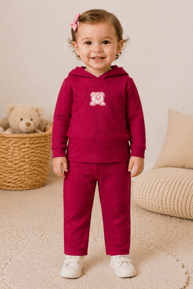 Conjunto Infantil Bebê Blusa Manga Longa Ursinho e Calça - Fucsia - Ame Kids