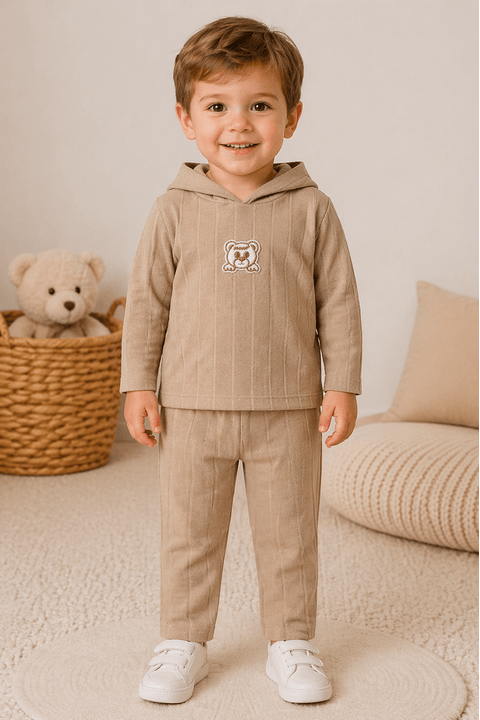 Conjunto Infantil Bebê Blusa Manga Longa Ursinho e Calça - Areia - Ame Kids