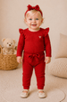 Conjunto Infantil Bebê Body Canelado Menina - Vermelho - Ame Kids