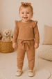Conjunto Infantil Bebê Body Canelado Menina - Caramelo - Ame Kids