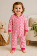 Macacão Infantil Bebê Fleece - Corações Rosa - Ame Kids