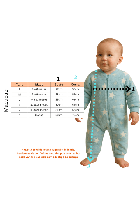 Macacão Infantil Bebê Fleece - Estrela Azul - Ame Kids
