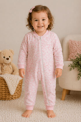 Macacão Infantil Bebê Fleece - Rajado Rosa - Ame Kids