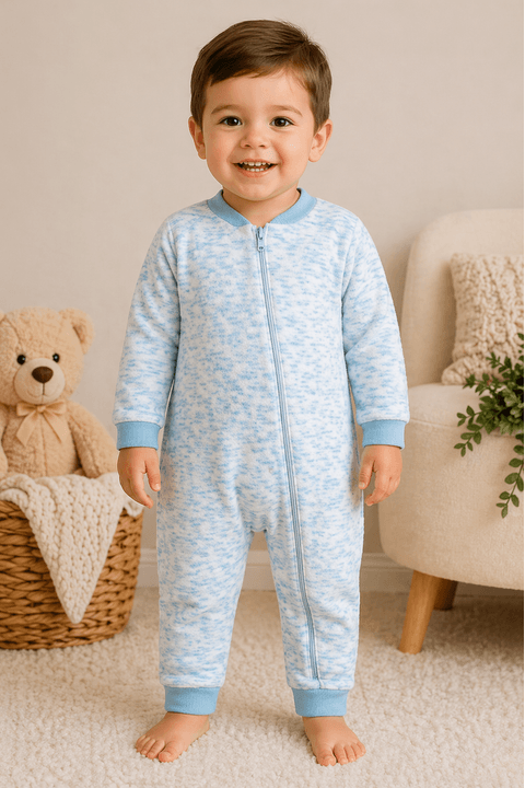 Macacão Infantil Bebê Fleece - Rajado Azul - Ame Kids