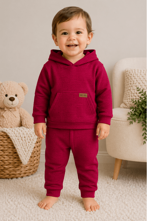Conjunto Infantil Bebê Casaco  e Calça Turim - Bordô - Ame Kids