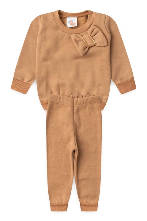 Conjunto Infantil Blusa e Calça Moletom - Caramelo - Ame Kids