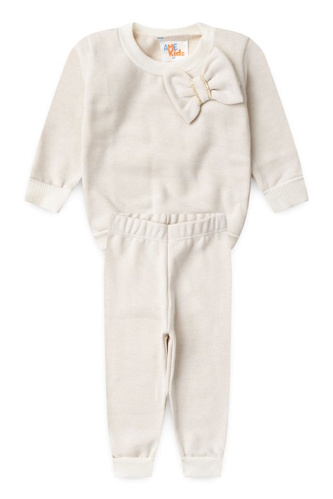 Conjunto Infantil Blusa e Calça Moletom - Off-White - Ame Kids