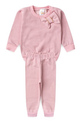 Conjunto Infantil Blusa e Calça Moletom - Rosa - Ame Kids