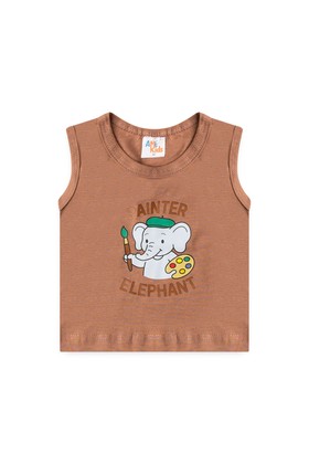 Conjunto Regata e Shorts Menino - Elefante Avelã - Ame Kids