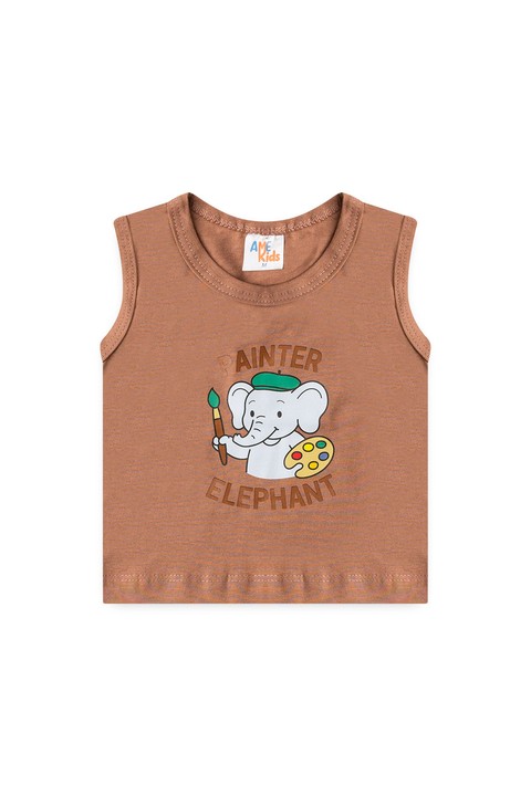 Conjunto Regata e Shorts Menino - Elefante Avelã - Ame Kids