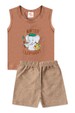 Conjunto Regata e Shorts Menino - Elefante Avelã - Ame Kids
