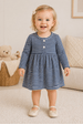 Vestido Manga Longa Bebe Menina -Marinho- Ame Kids