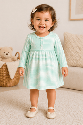 Vestido Manga Longa Bebe Menina -Verde Bebe- Ame Kids