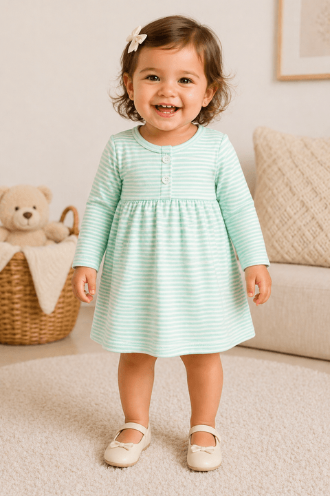 Vestido Manga Longa Bebe Menina -Verde Bebe- Ame Kids