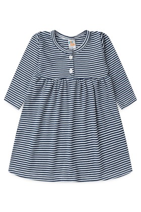 Vestido Manga Longa Bebe Menina -Marinho- Ame Kids