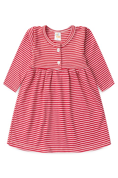 Vestido Manga Longa Bebe Menina -Vermelho- Ame Kids
