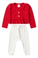 Conjunto Bata e Calça Bubble Menina - Vermelho e Branco - Ame Kids