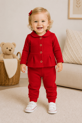 Conjunto Infantil Bebê Blusa Manga Longa e Calça Moletom - Vermelho - Ame Kids