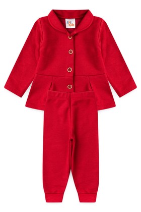 Conjunto Infantil Bebê Blusa Manga Longa e Calça Moletom - Vermelho - Ame Kids