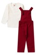 Conjunto Infantil Jardineira Longa e Blusa Ml - Bordo- Ame Kids