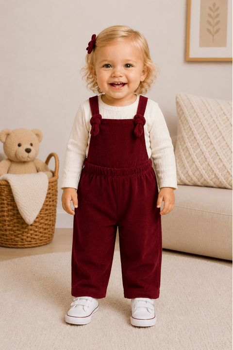 Conjunto Infantil Jardineira Longa e Blusa Ml - Bordo- Ame Kids