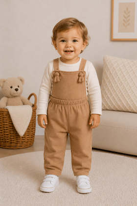 Conjunto Infantil Jardineira Longa e Blusa Ml - Avelã- Ame Kids