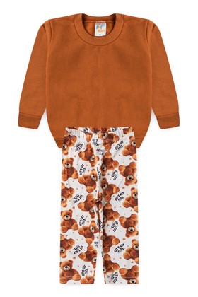 Conjunto Bebê Infantil Casaco de Moleton e Calça Térmica Sublimada - Caramelo - Ame Kids