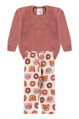 Conjunto Bebê Infantil Casaco de Moleton e Calça Térmica Sublimada - Rosê - Ame Kids