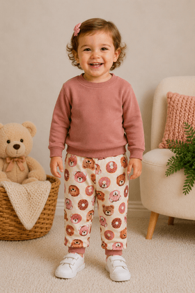 Conjunto Bebê Infantil Casaco de Moleton e Calça Térmica Sublimada - Rosê - Ame Kids
