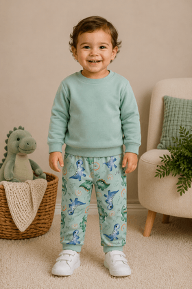 Conjunto Bebê Infantil Casaco de Moleton e Calça Térmica Sublimada - Verde - Ame Kids