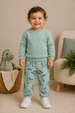 Conjunto Bebê Infantil Casaco de Moleton e Calça Térmica Sublimada - Verde - Ame Kids