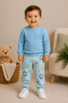 Conjunto Bebê Infantil Casaco de Moleton e Calça Térmica Sublimada - Azul Bebê - Ame Kids