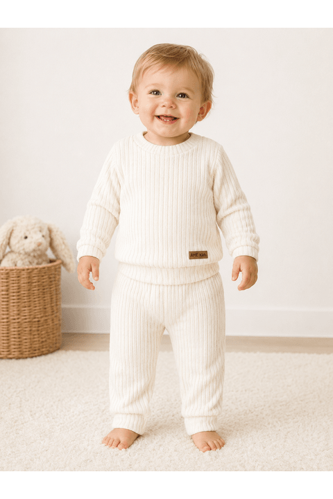 Conjunto Blusa Manga Longa e Calça Brush - Marfim - Ame Kids