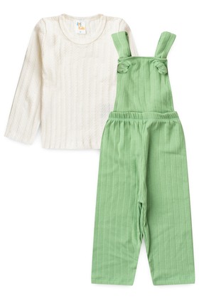 Conjunto Infantil Jardineira Longa e Blusa Ml -Verde- Ame Kids