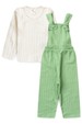 Conjunto Infantil Jardineira Longa e Blusa Ml -Verde- Ame Kids