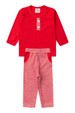 Conjunto Infantil Bebê Meia Estação Blusa Lisa e Calça Listrada - Vermelho - Ame Kids