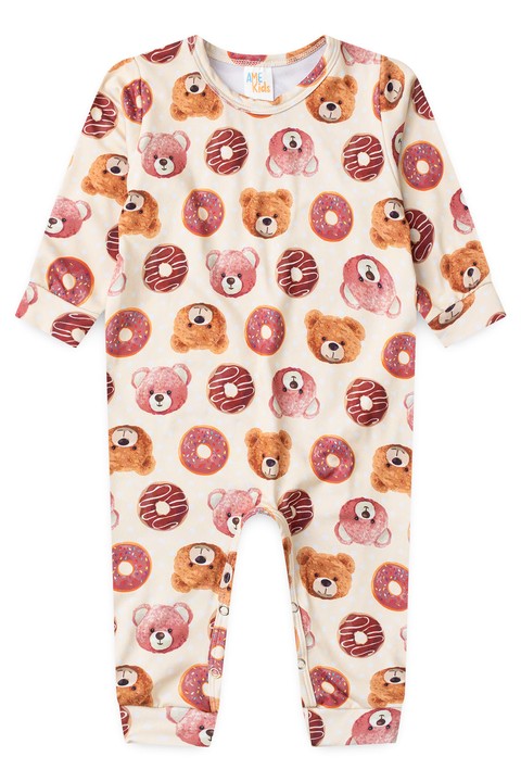 Macacão Infantil Bebê Térmico Canelado Longo - Rosê - Ame Kids