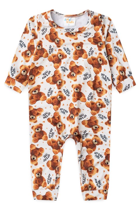 Macacão Infantil Bebê Térmico Canelado Longo - Avelã - Ame Kids