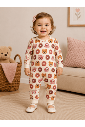 Macacão Infantil Bebê Térmico Canelado Longo - Rosê - Ame Kids